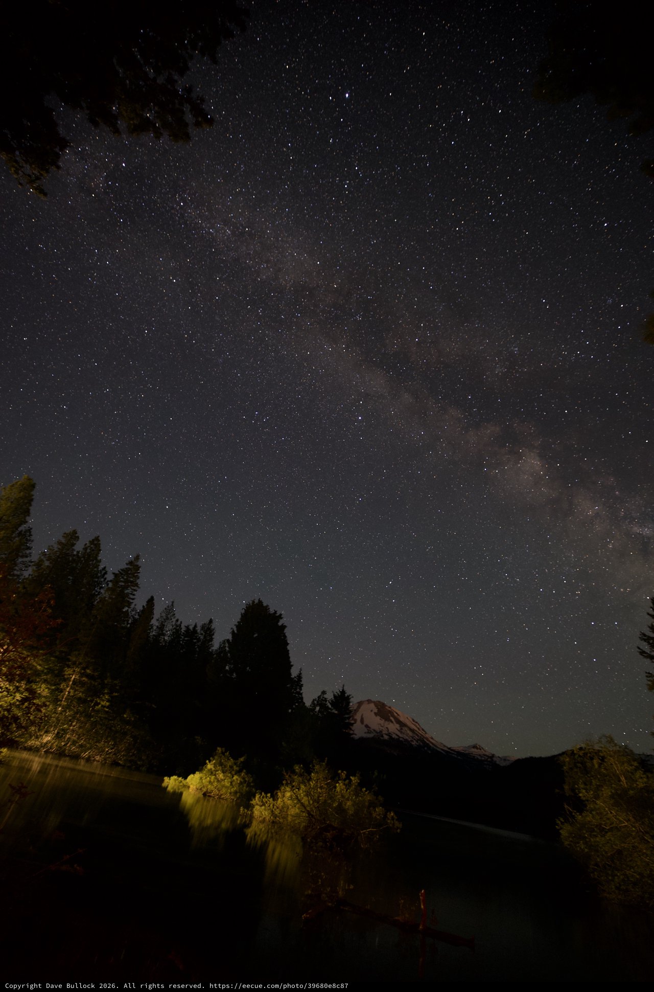 Milky Way Over Mount Lassen and Mirror Lake