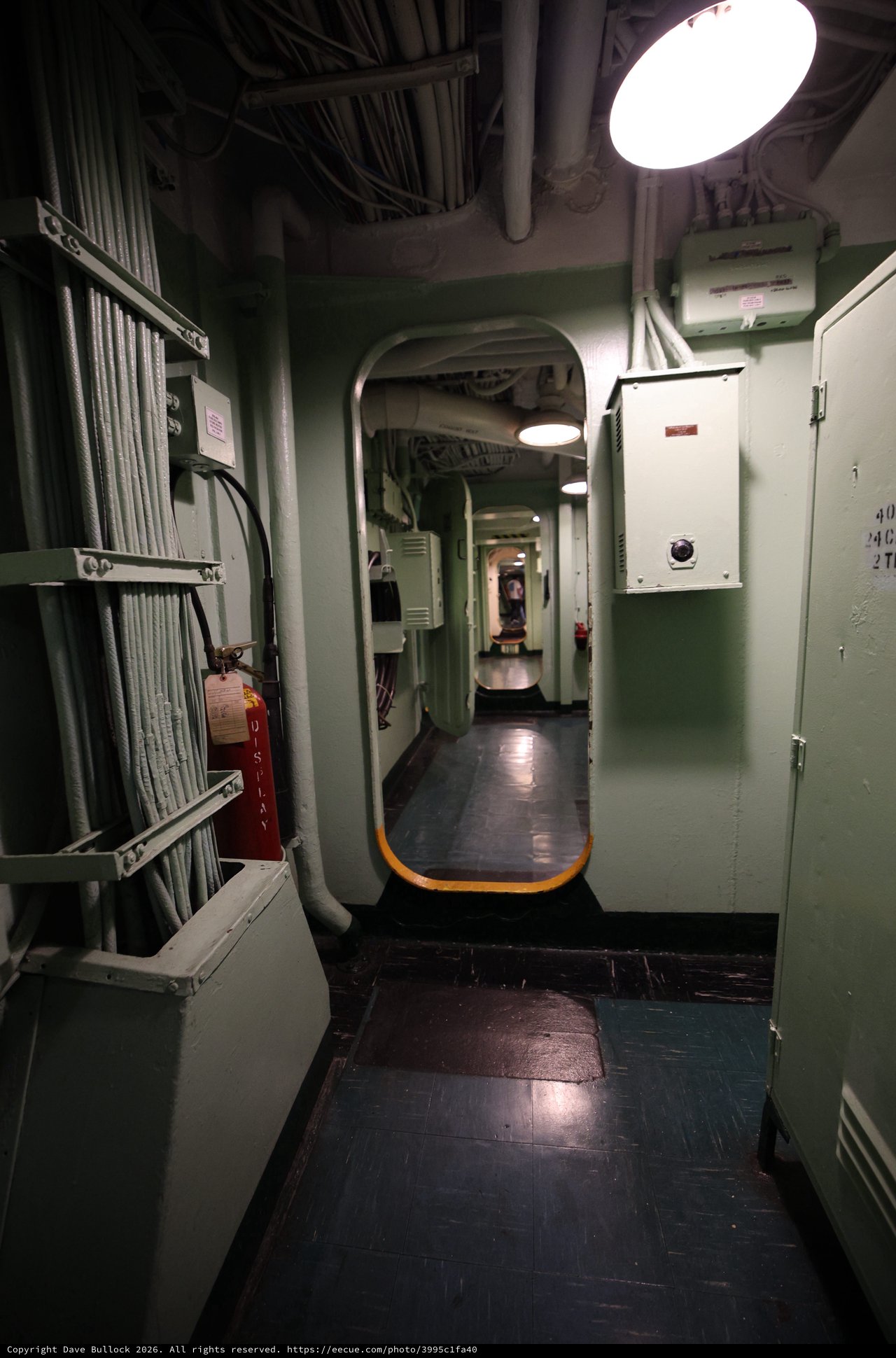 Narrow Corridor Inside USS Hornet Naval Vessel