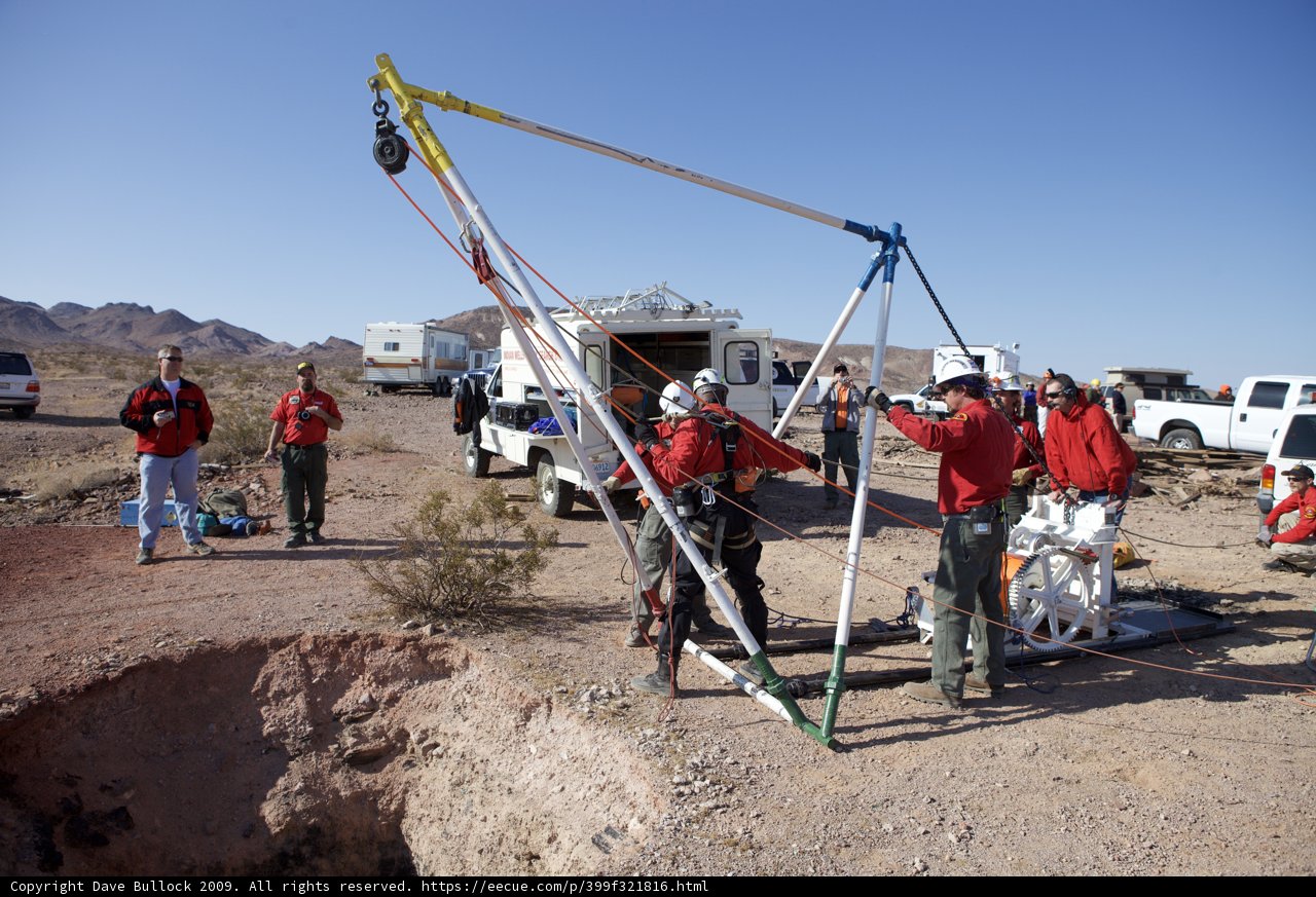 Mine Rescue Team Assessing Sinkhole