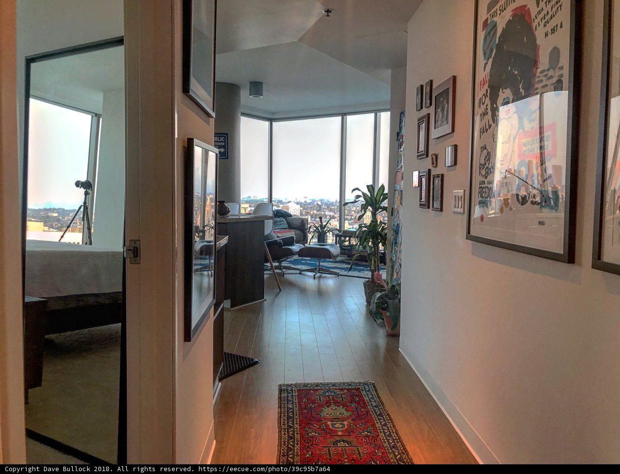 Artistic Hallway Decor in Los Angeles Penthouse