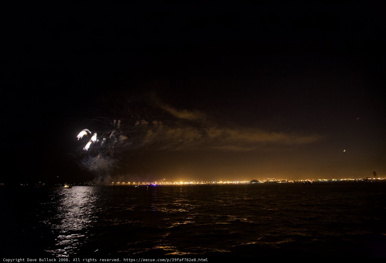 Sparkling Fireworks Illuminating the Bay