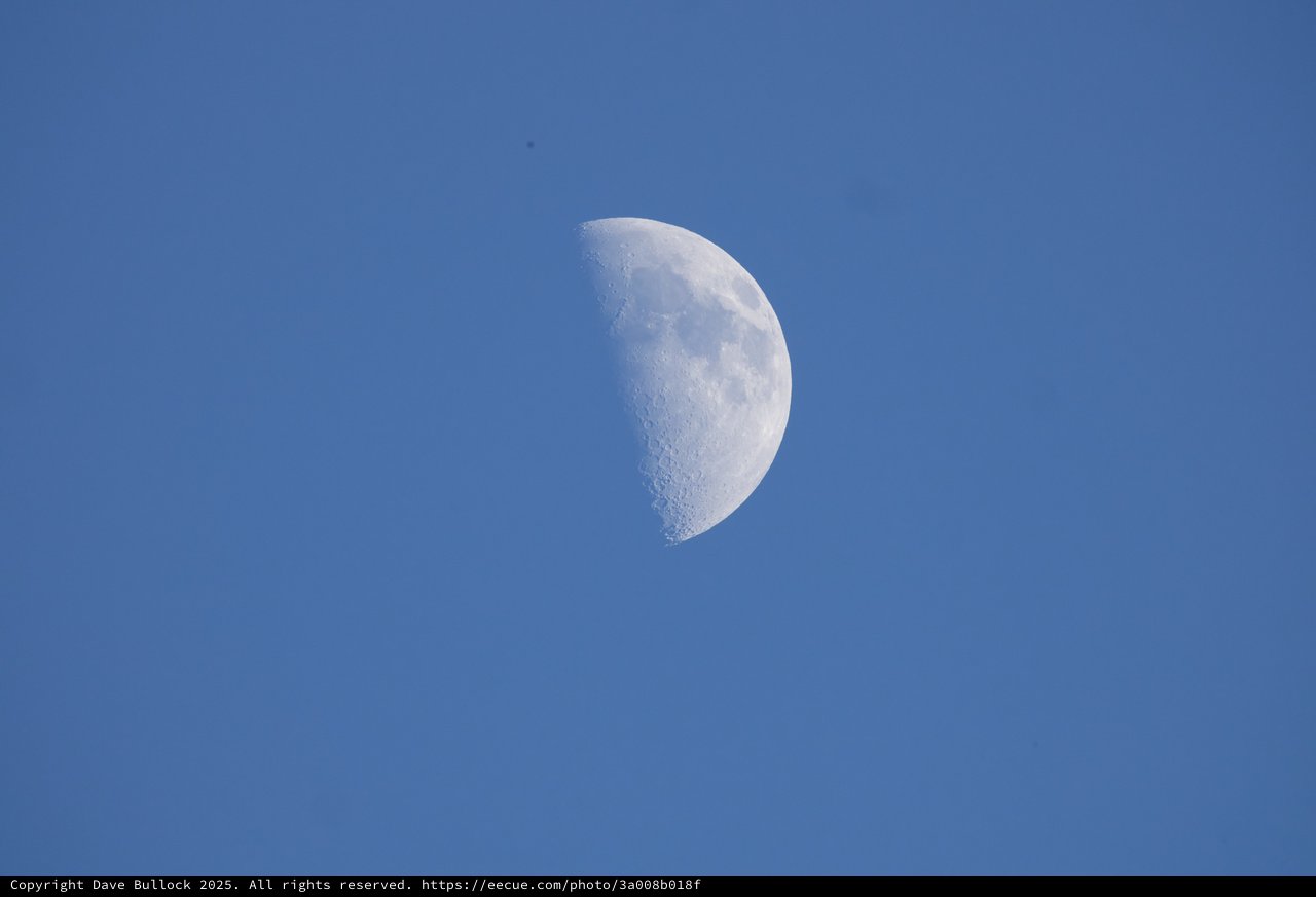 Waxing Gibbous Moon in Clear Blue Sky