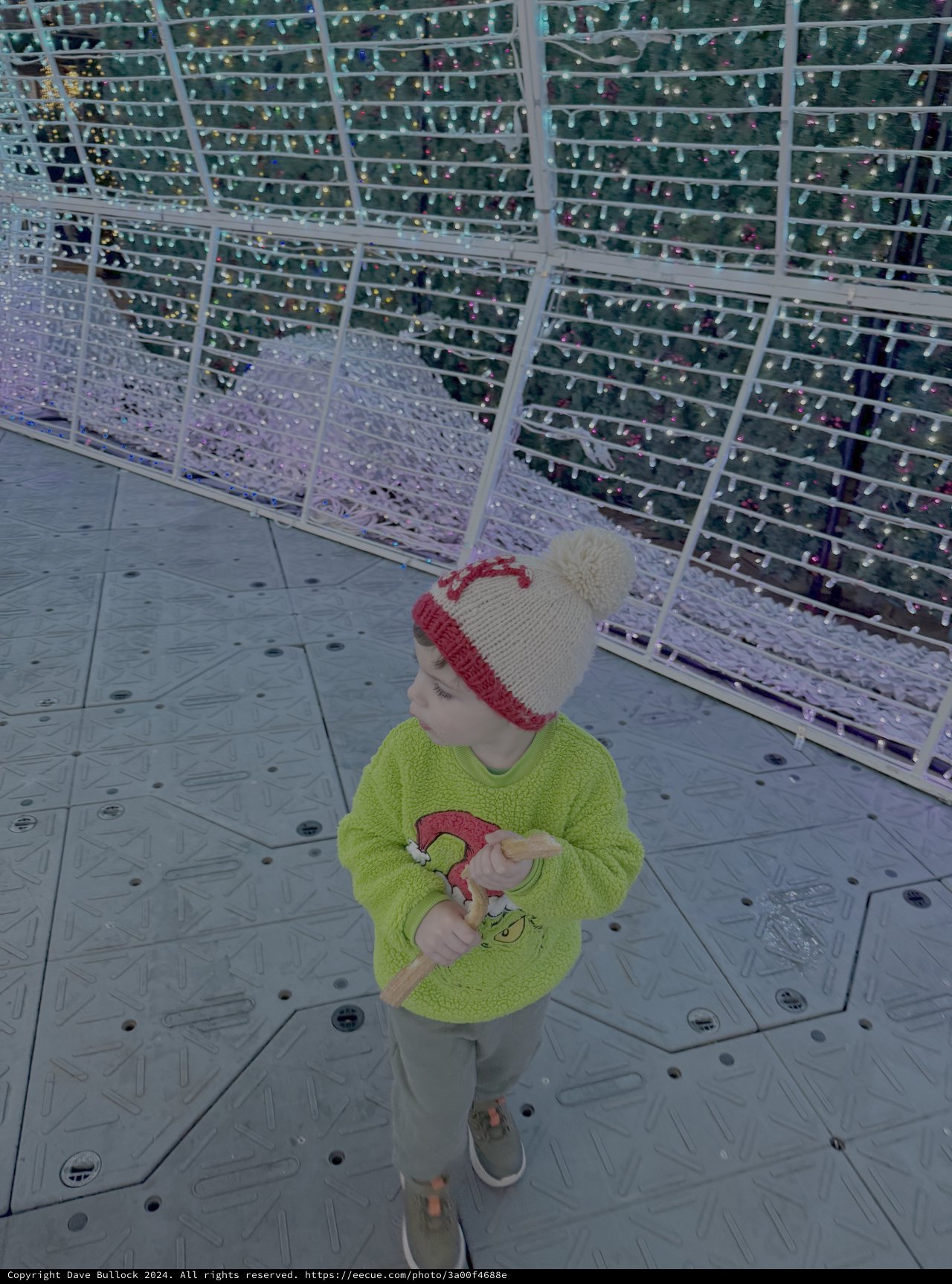 Child Explores Urban Observation Deck Platform