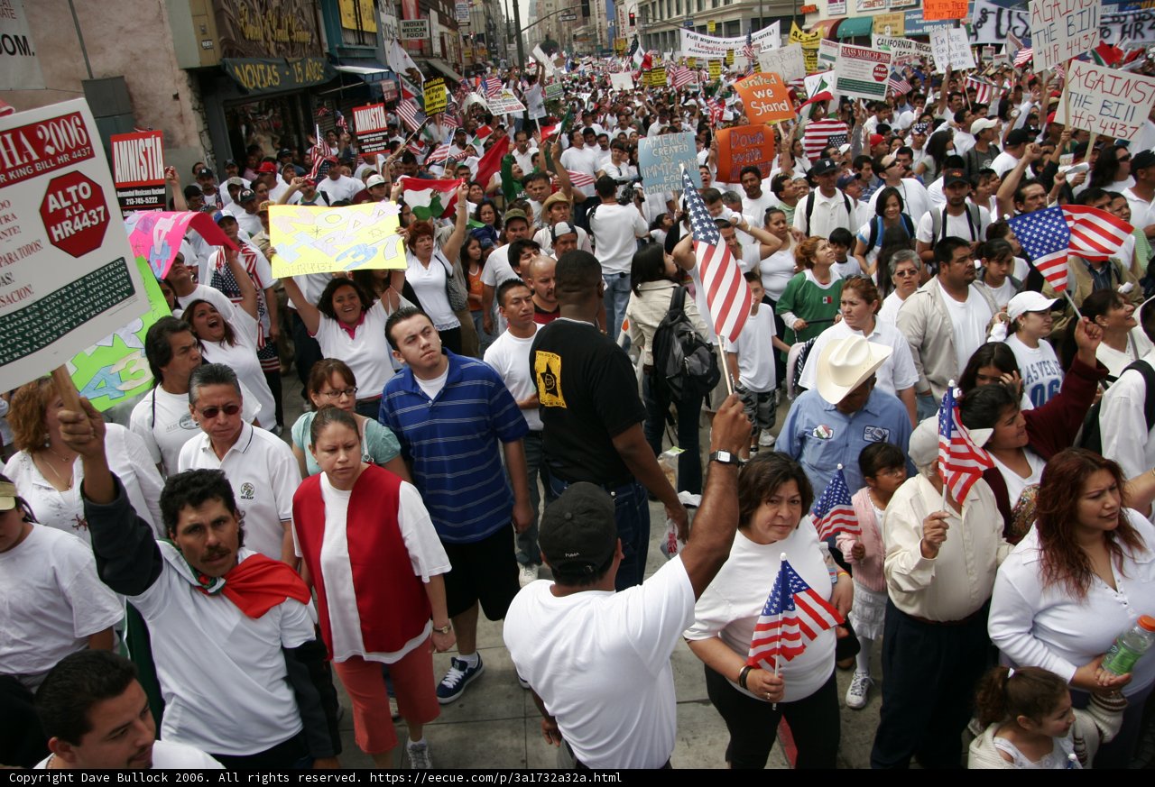 Patriotic Protesters Marching Down the Street