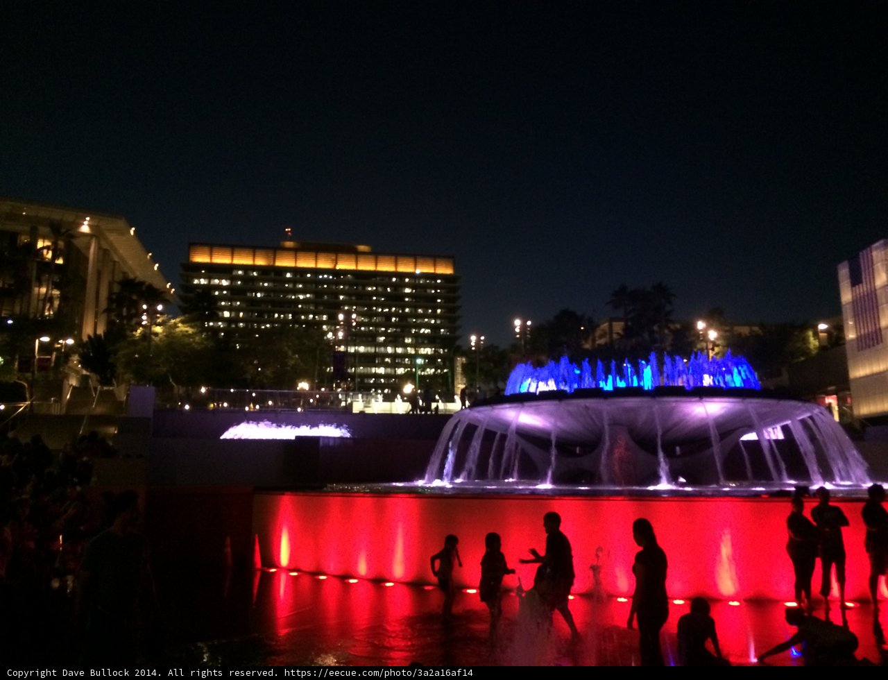 Night Time Gathering at the Civic Center Mall Fountain