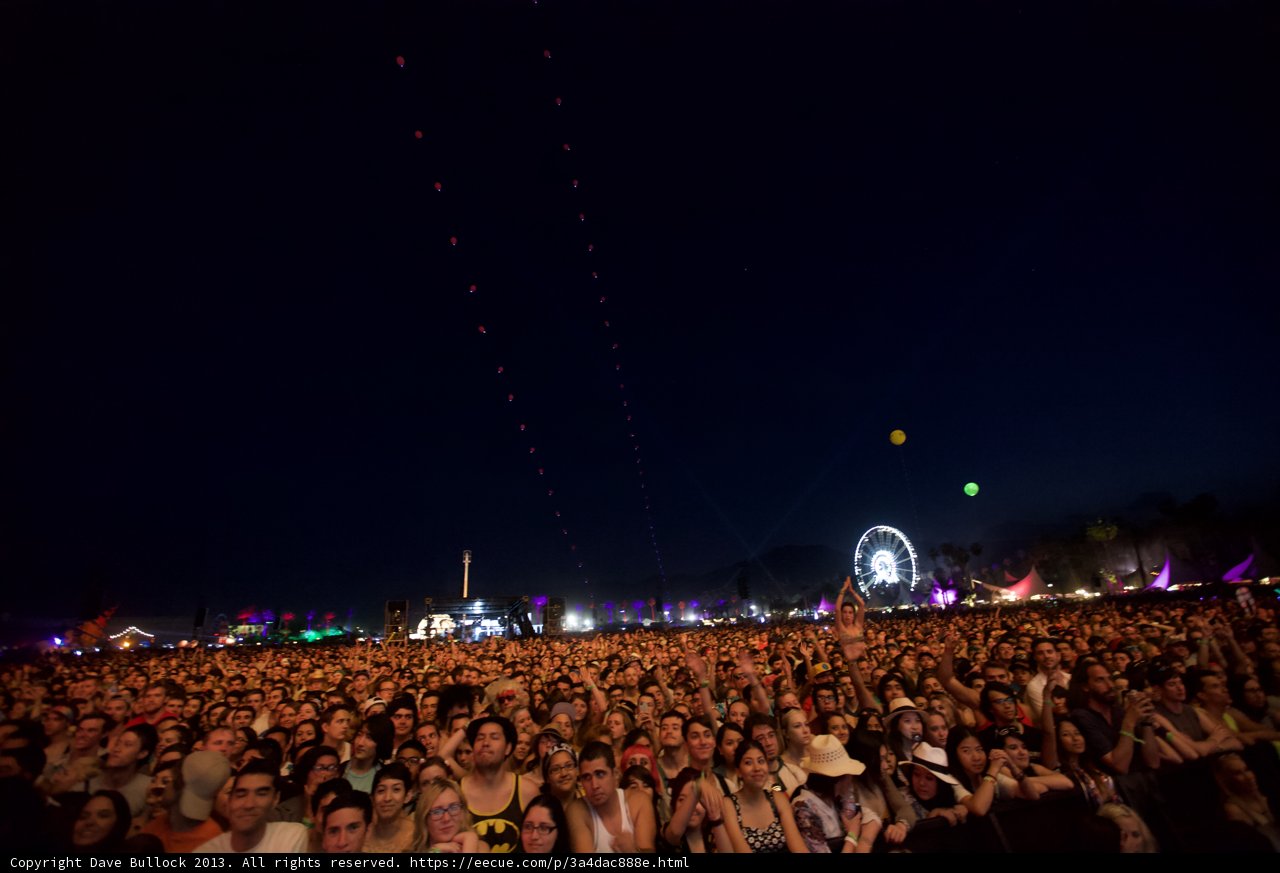 Nighttime energy at Coachella festival