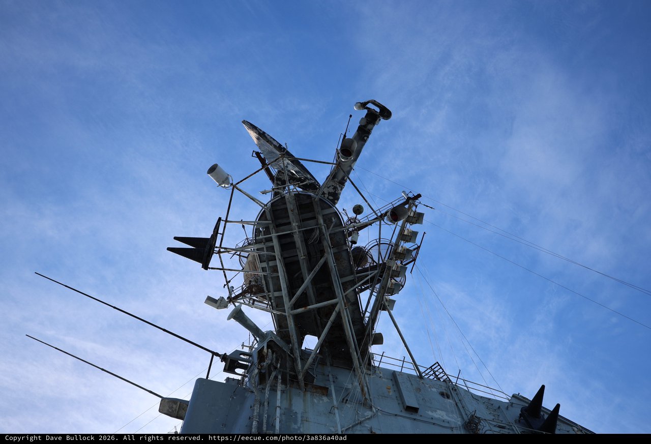 Naval Communication Tower Against Blue Sky