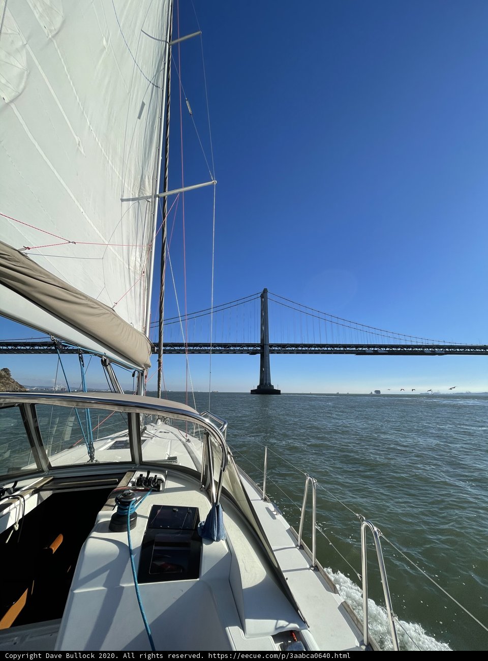 Sailing under the San Francisco Bridge