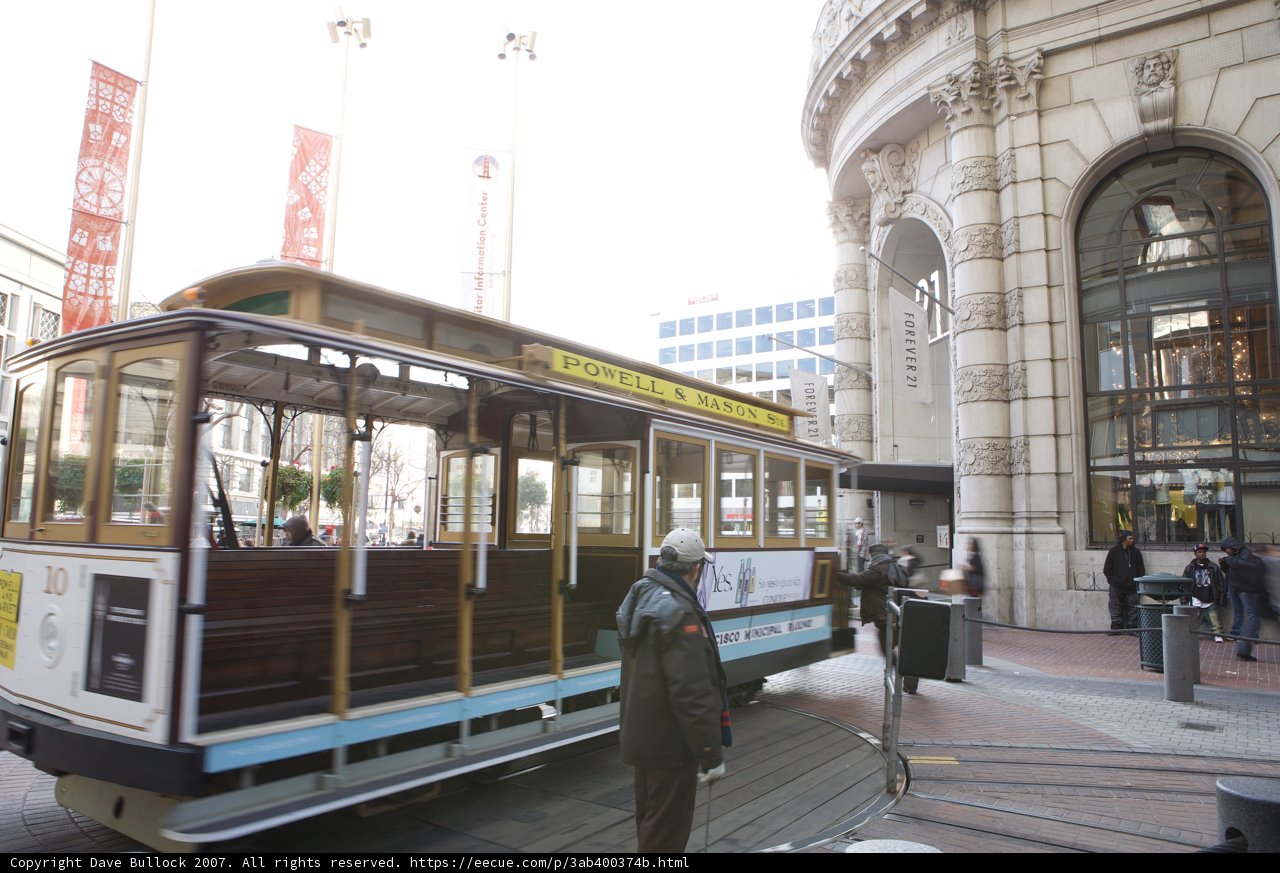 Vintage Trolley Car on a City Street