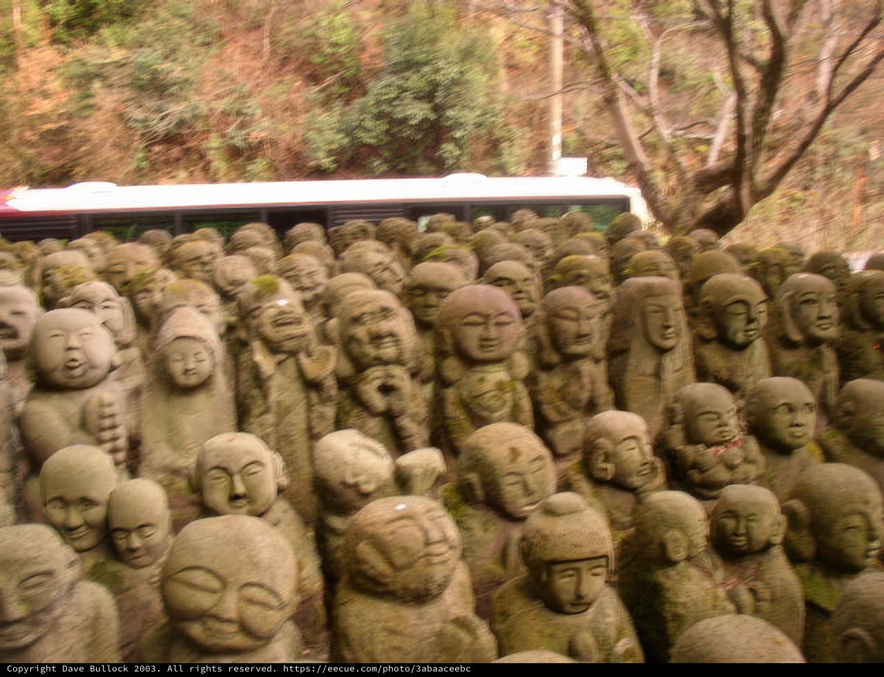 Bus and Statues