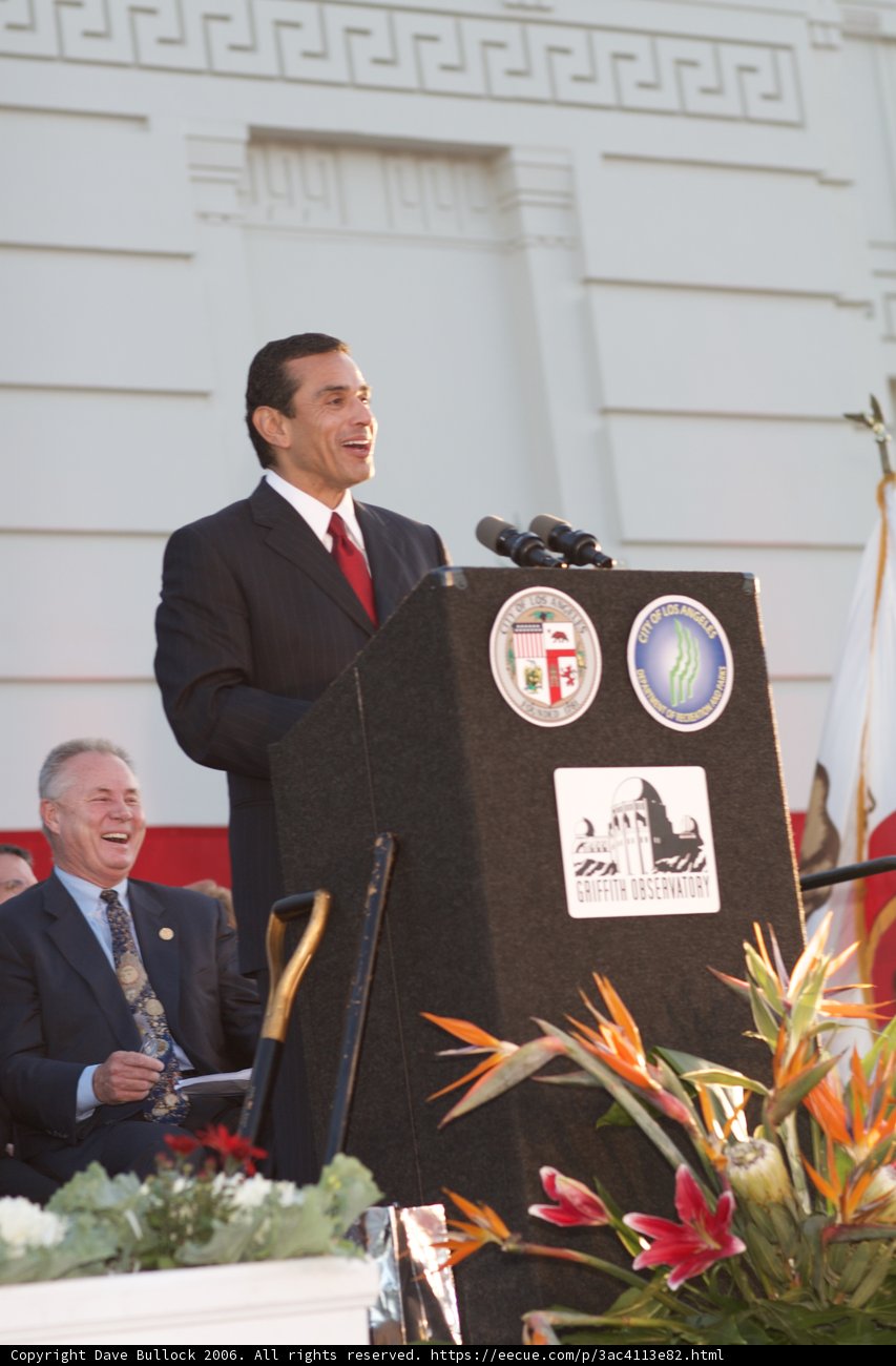 Mayor Antonio Villaraigosa Addresses Crowd at Podium