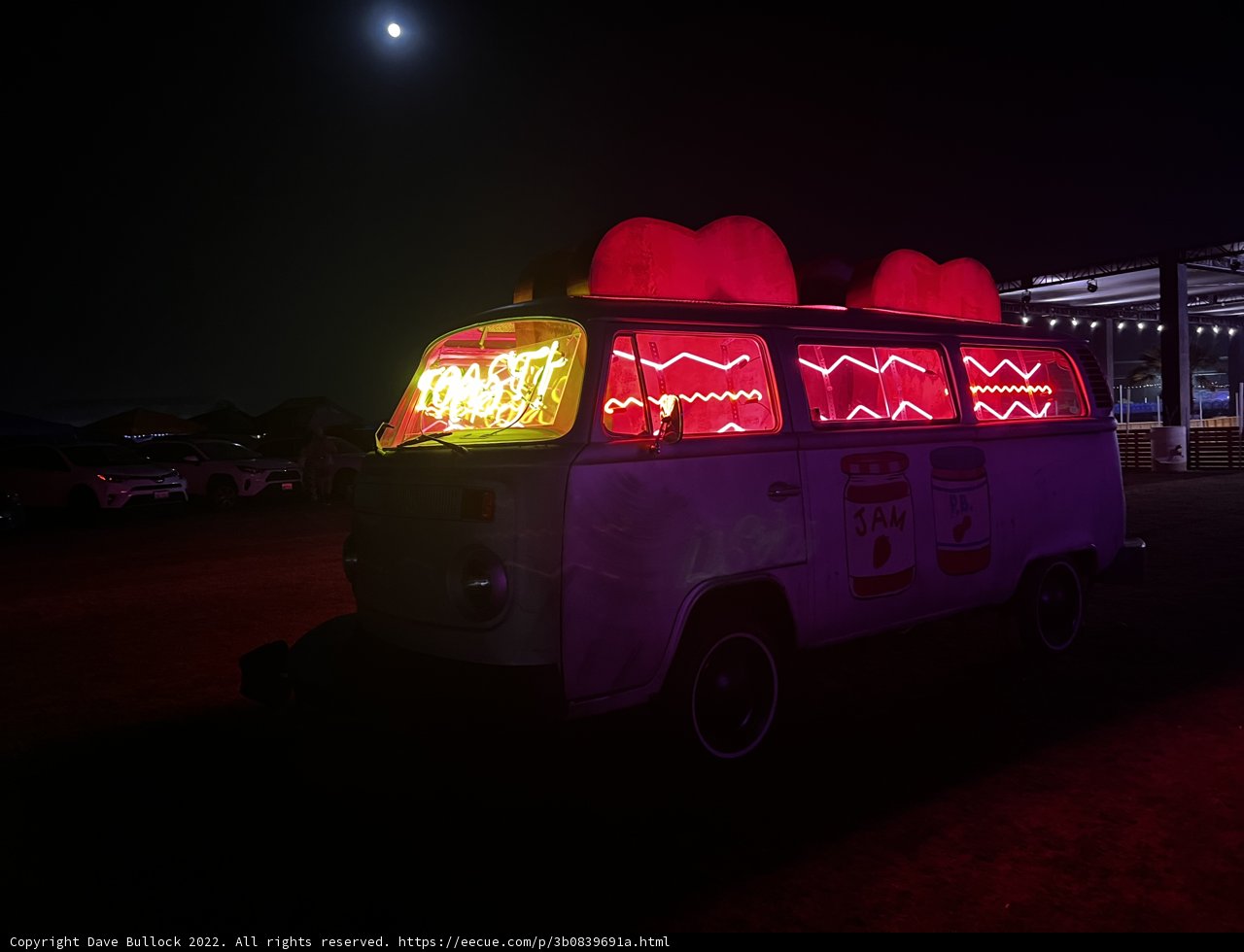 Neon Van Glowing Under the Night Sky