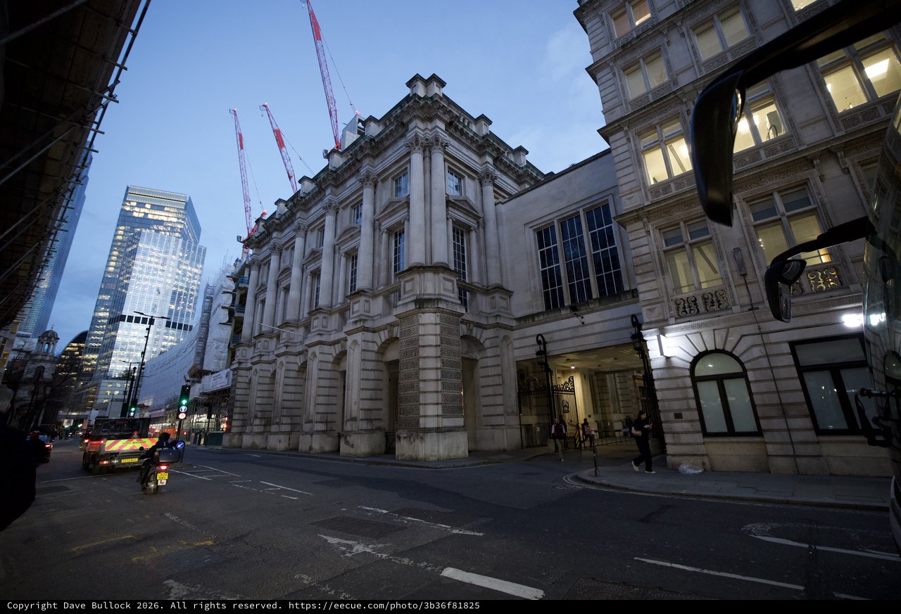 Bank of England at Dusk in London's Financial District