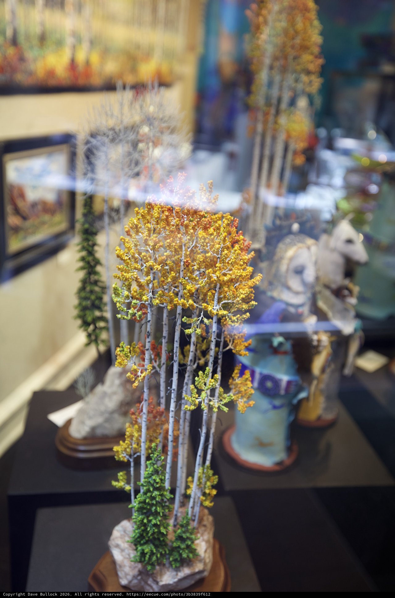 Miniature Aspen Tree Sculpture in Art Gallery Display