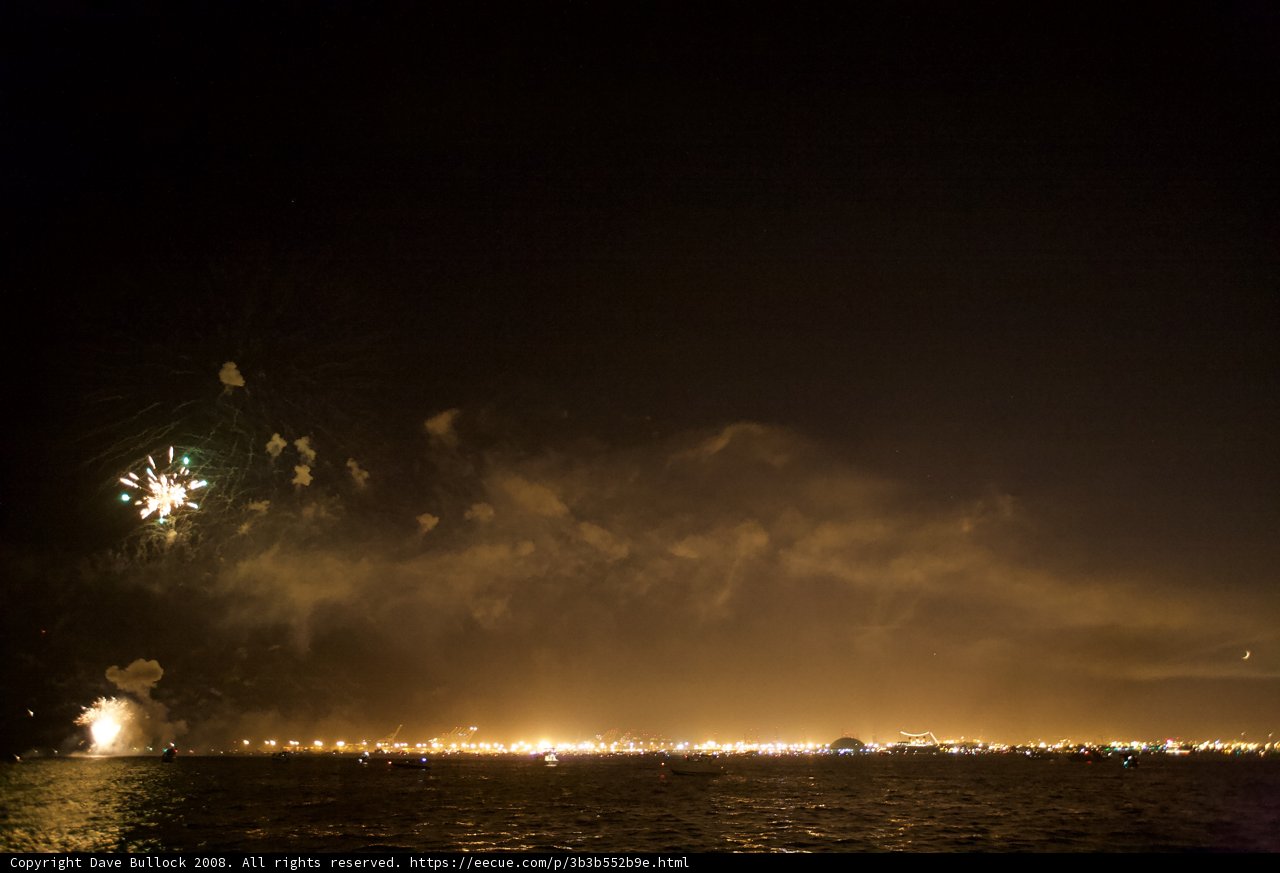 A Flare of Fireworks Over the Bay of San Francisco
