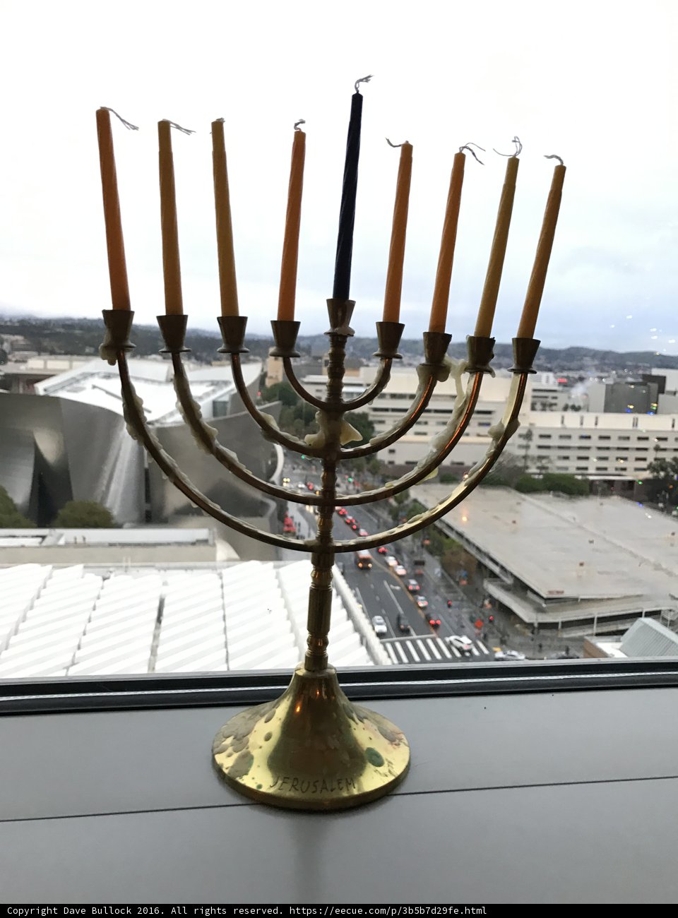 Gold Hanukkah Menorah Shines Brightly in Los Angeles
