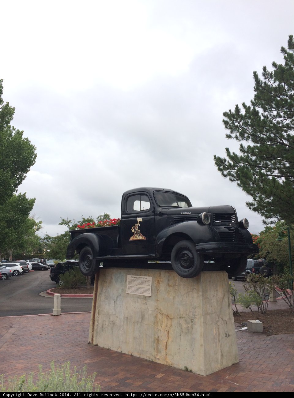 Lone Pickup Truck on Concrete Block