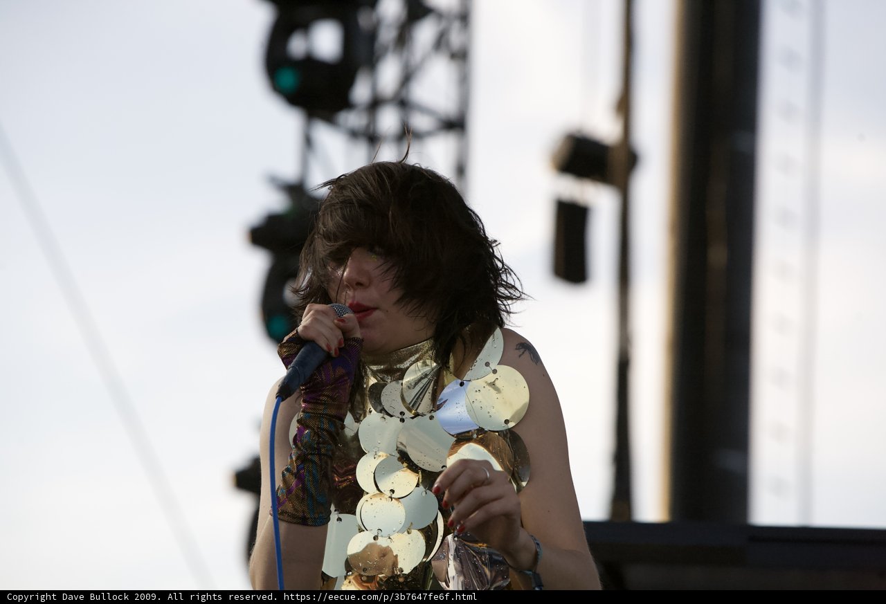 Karen Lee Orzolek belting out her iconic tunes at Coachella 2009