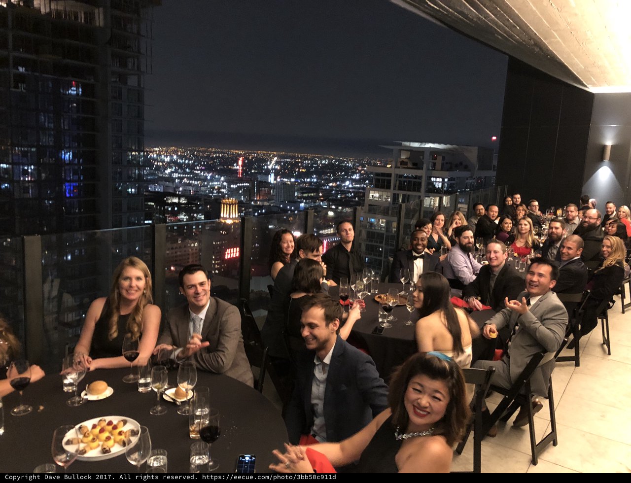 Elegant Rooftop Gala with Stunning City Skyline