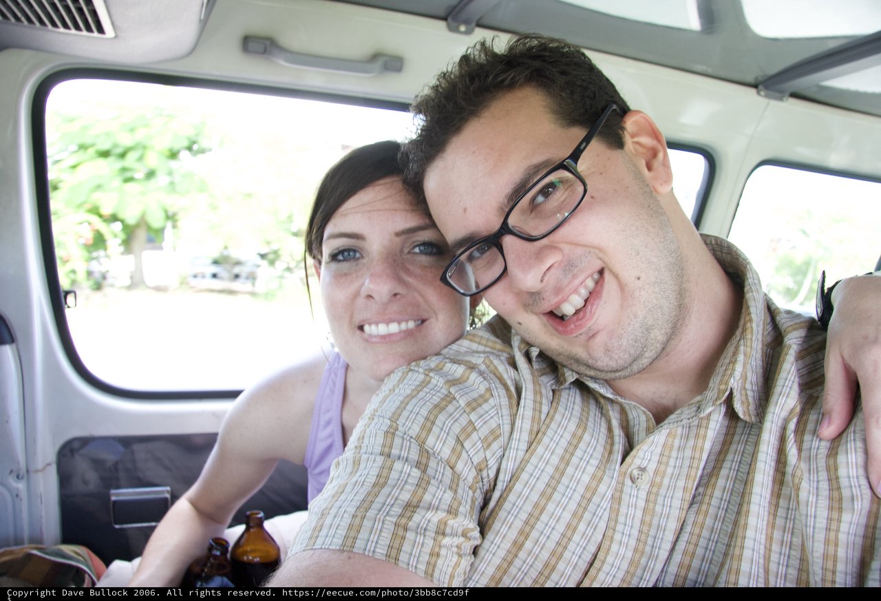 Happy Couple Smiling Together in Van, Fiji