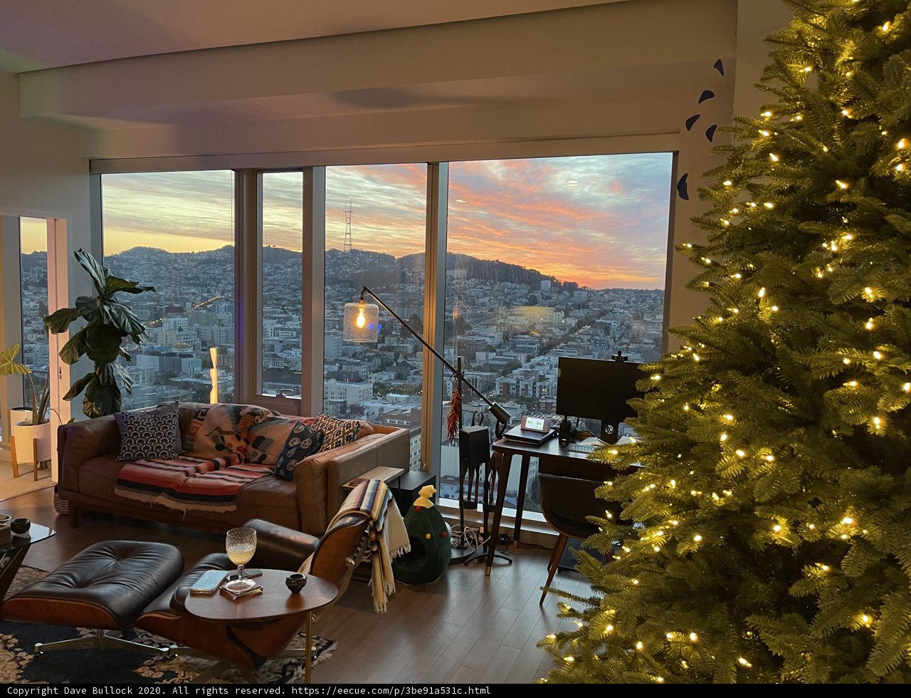 Festive Living Room with Christmas Tree