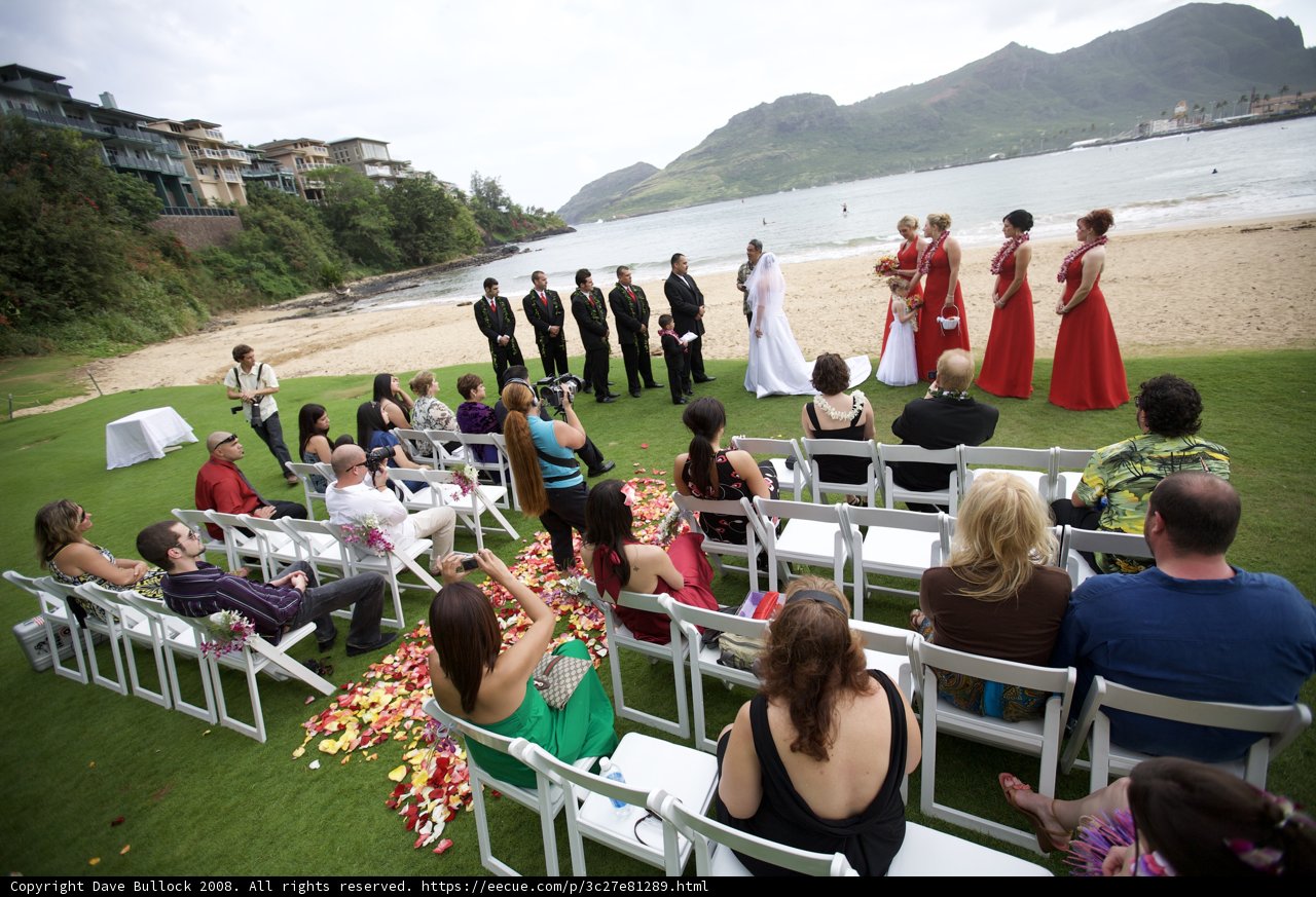 A Beach Wedding in Red Dresses