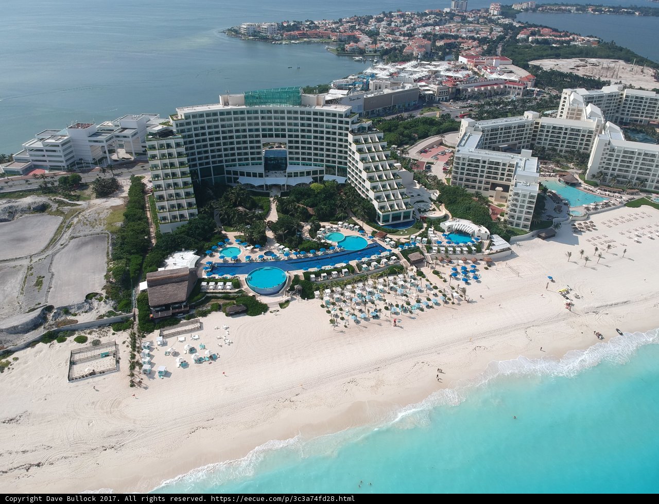 Aerial view of Cancun resort by the sea