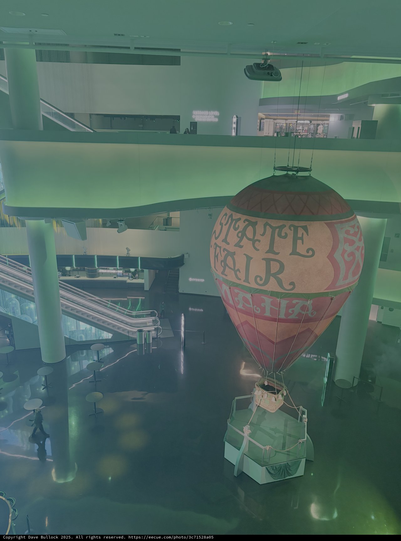 Vintage Hot Air Balloon Display in Modern Mall