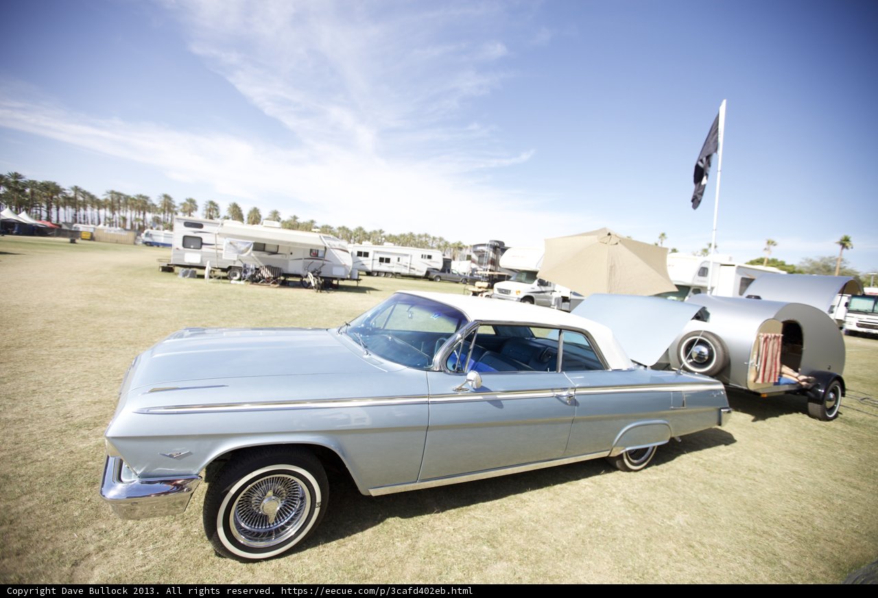Classic Car with Trailer on the Grass