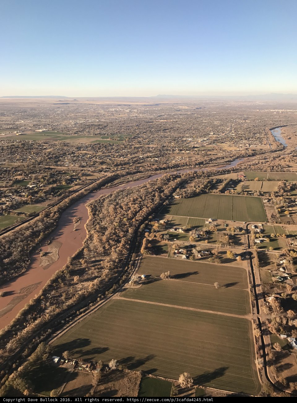Aerial View of River and Farmland in South Valley, New Mexico