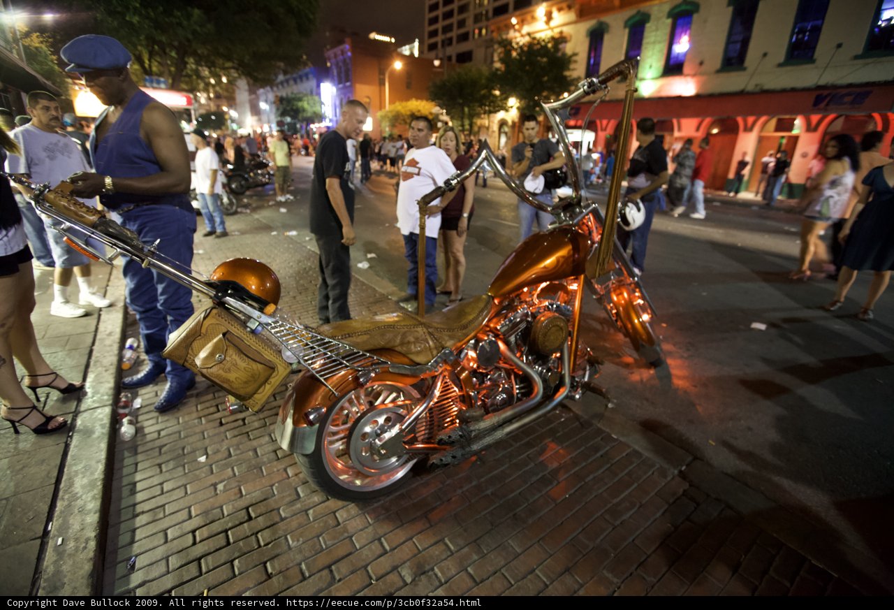 Parked Motorcycle on the Austin Sidewalk