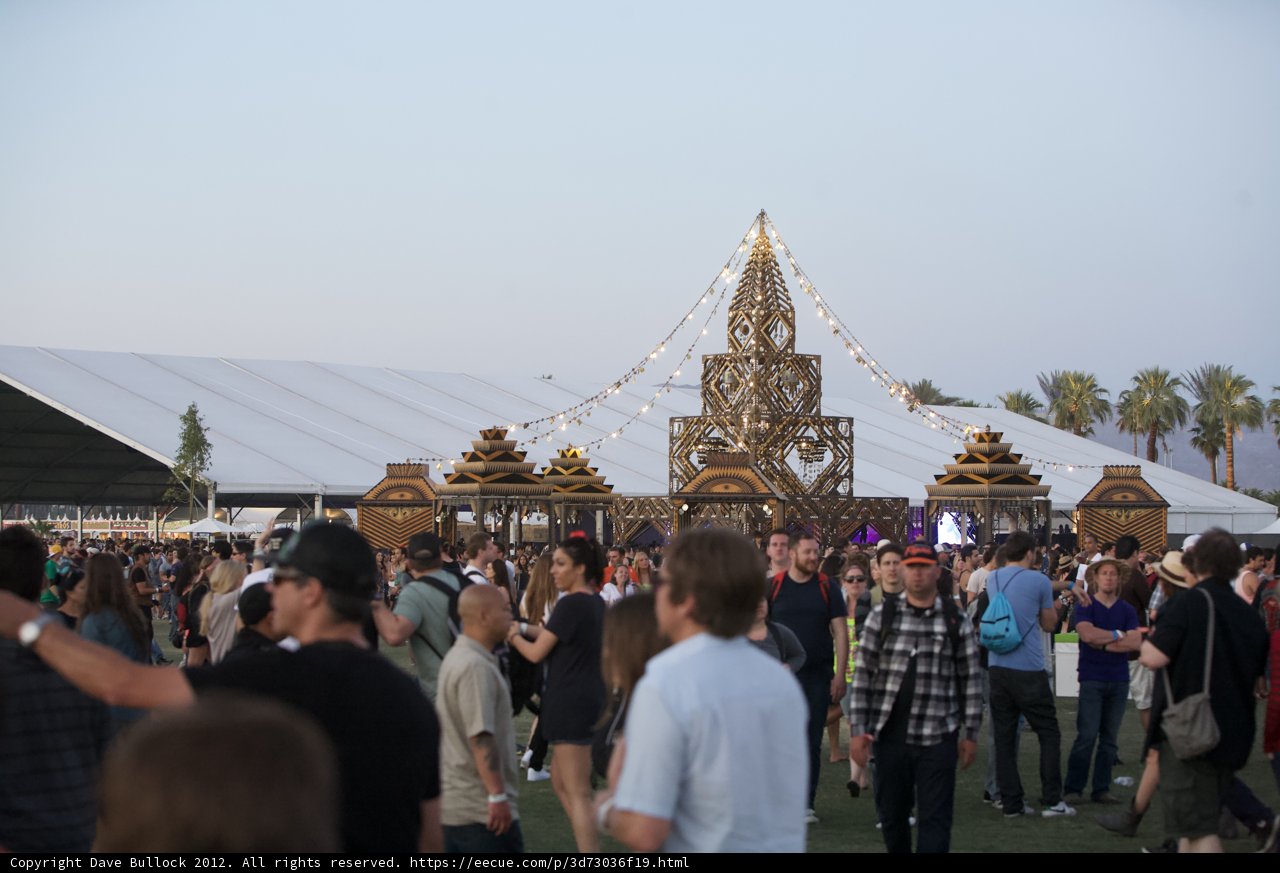 Crowd Gathered Outside Large Tent at Coachella Music Festival