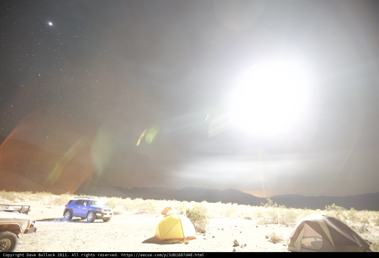 Desert Tent illuminated by Flare