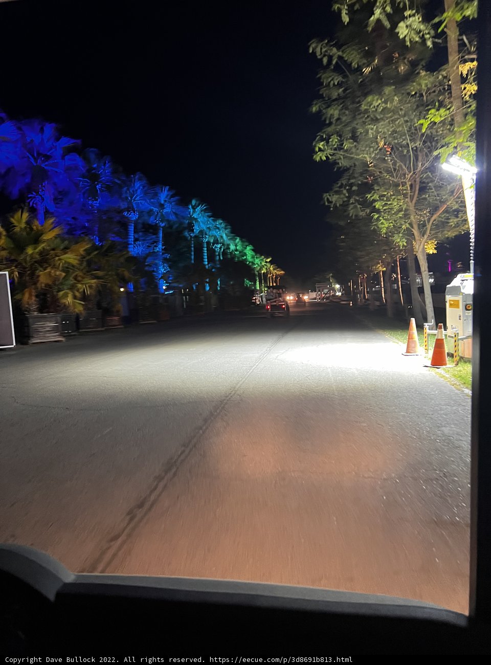 Night Drive through a Colorful Street