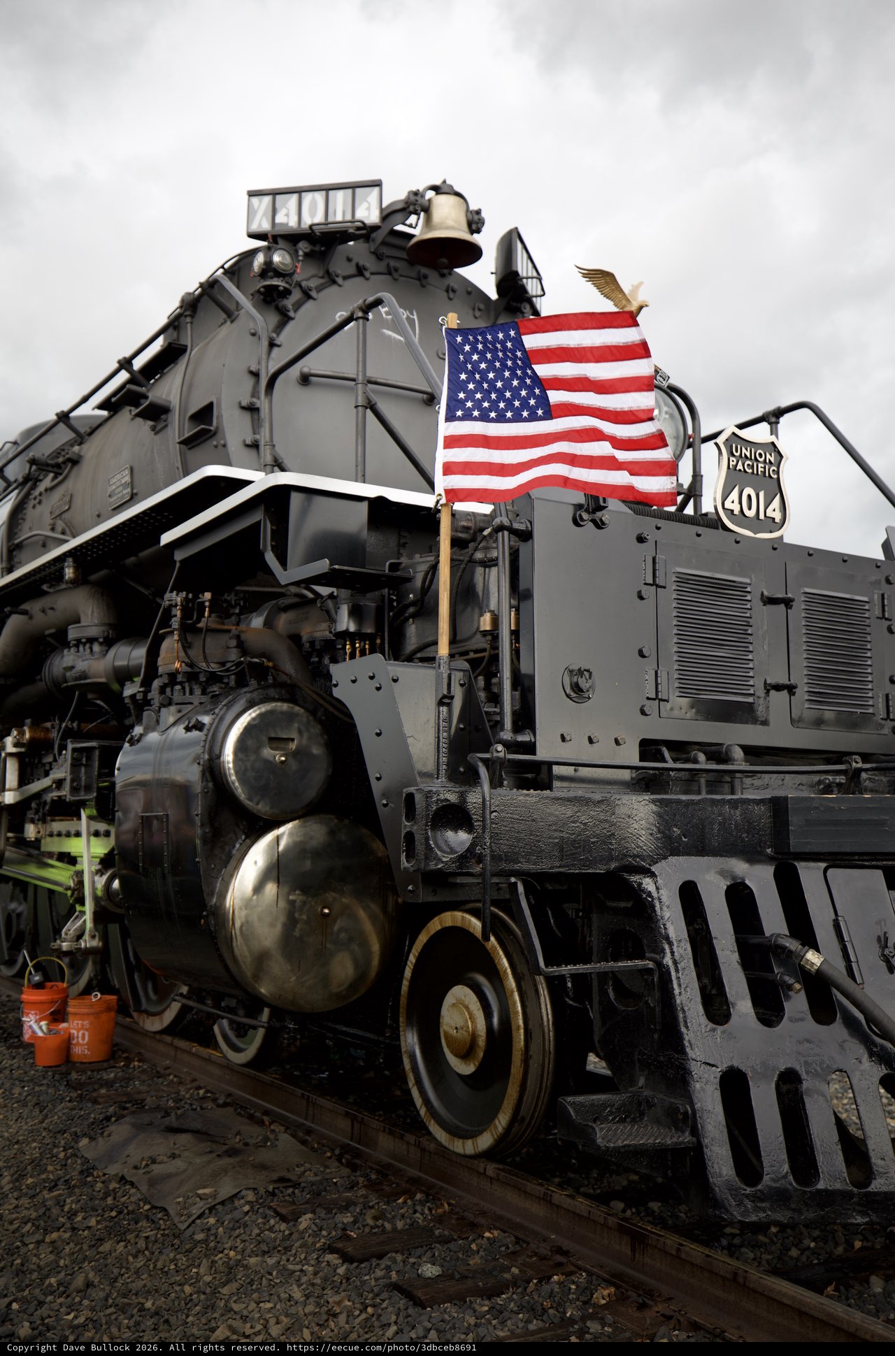Union Pacific Big Boy 4014 Steam Locomotive with American Flag