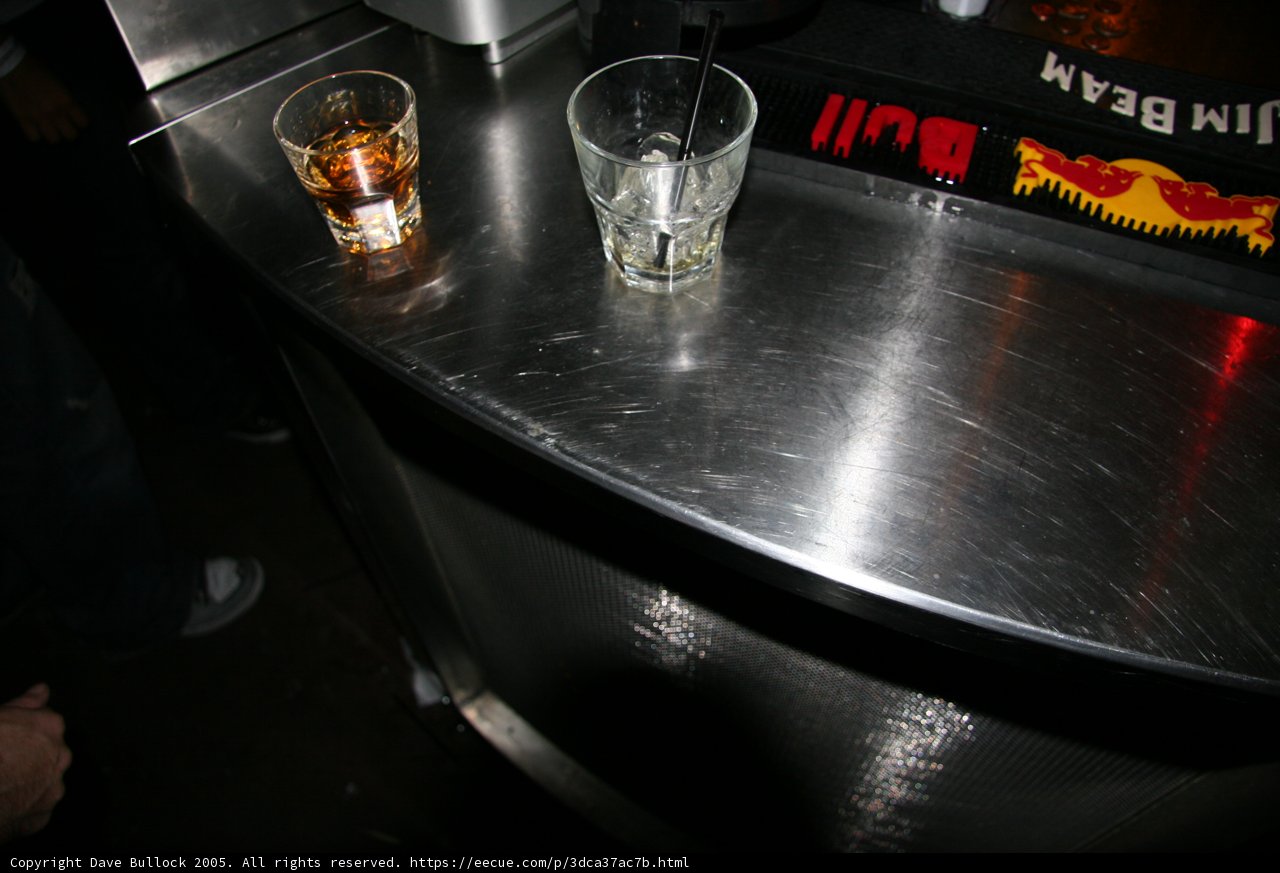 Bar Counter with Liquor Bottle and Glasses