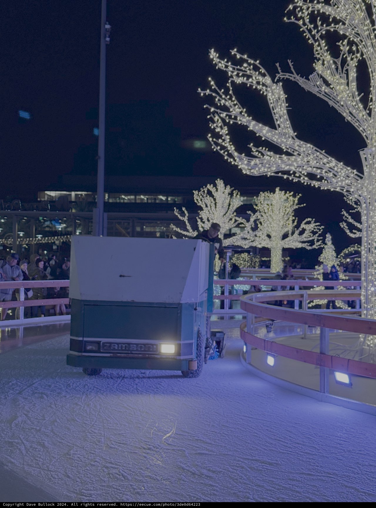 Winter Ice Rink Zamboni Night Maintenance