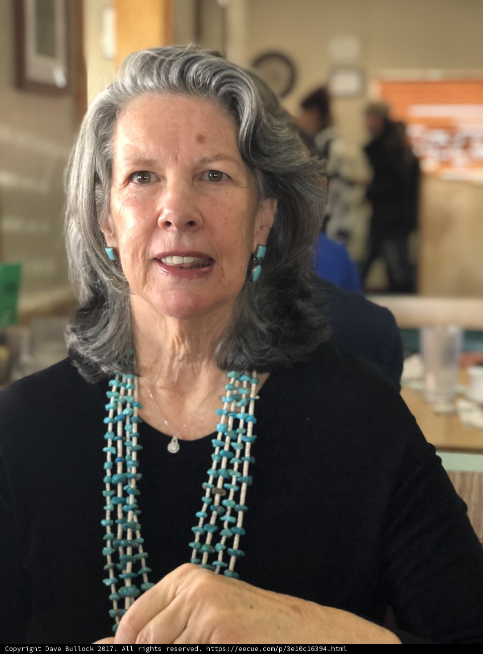 Gray Haired Woman Adorns A Beautiful Necklace