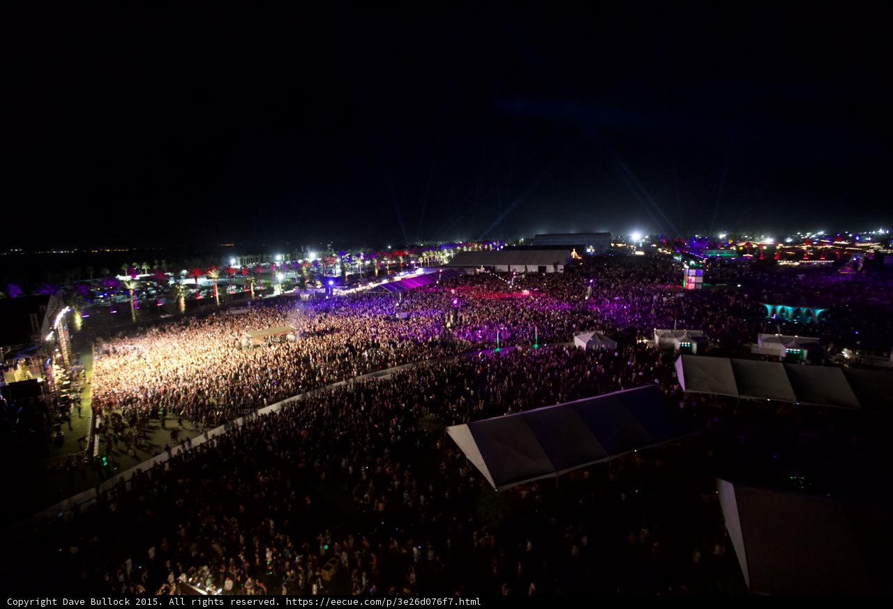 Night Sky Illuminated by Music Festival Crowd