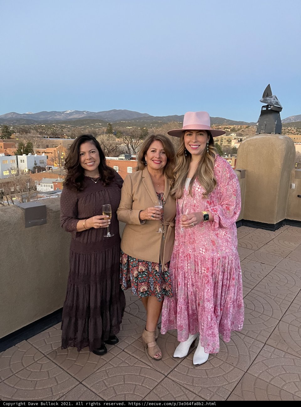Three Women Posing for an Outdoor Portrait in Santa Fe