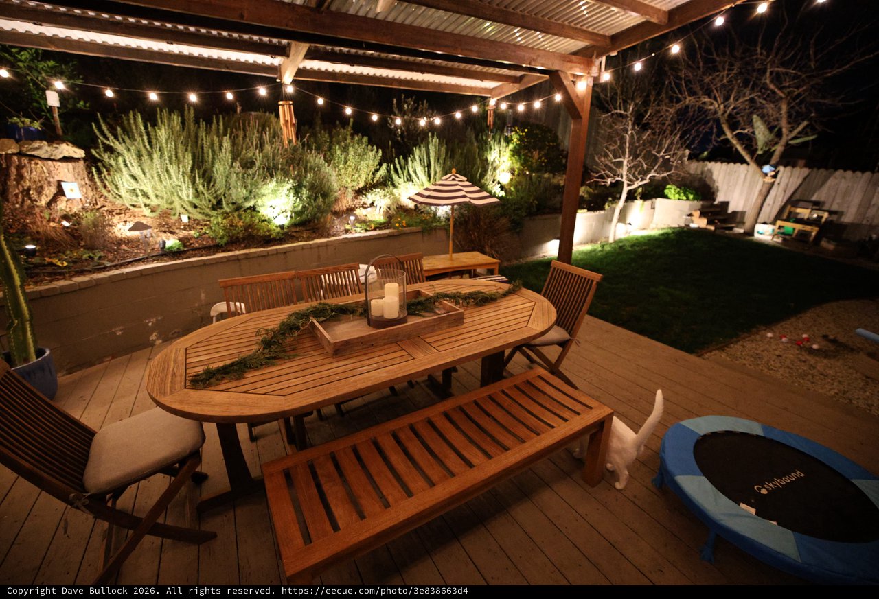 Cozy Evening Backyard Patio with String Lights