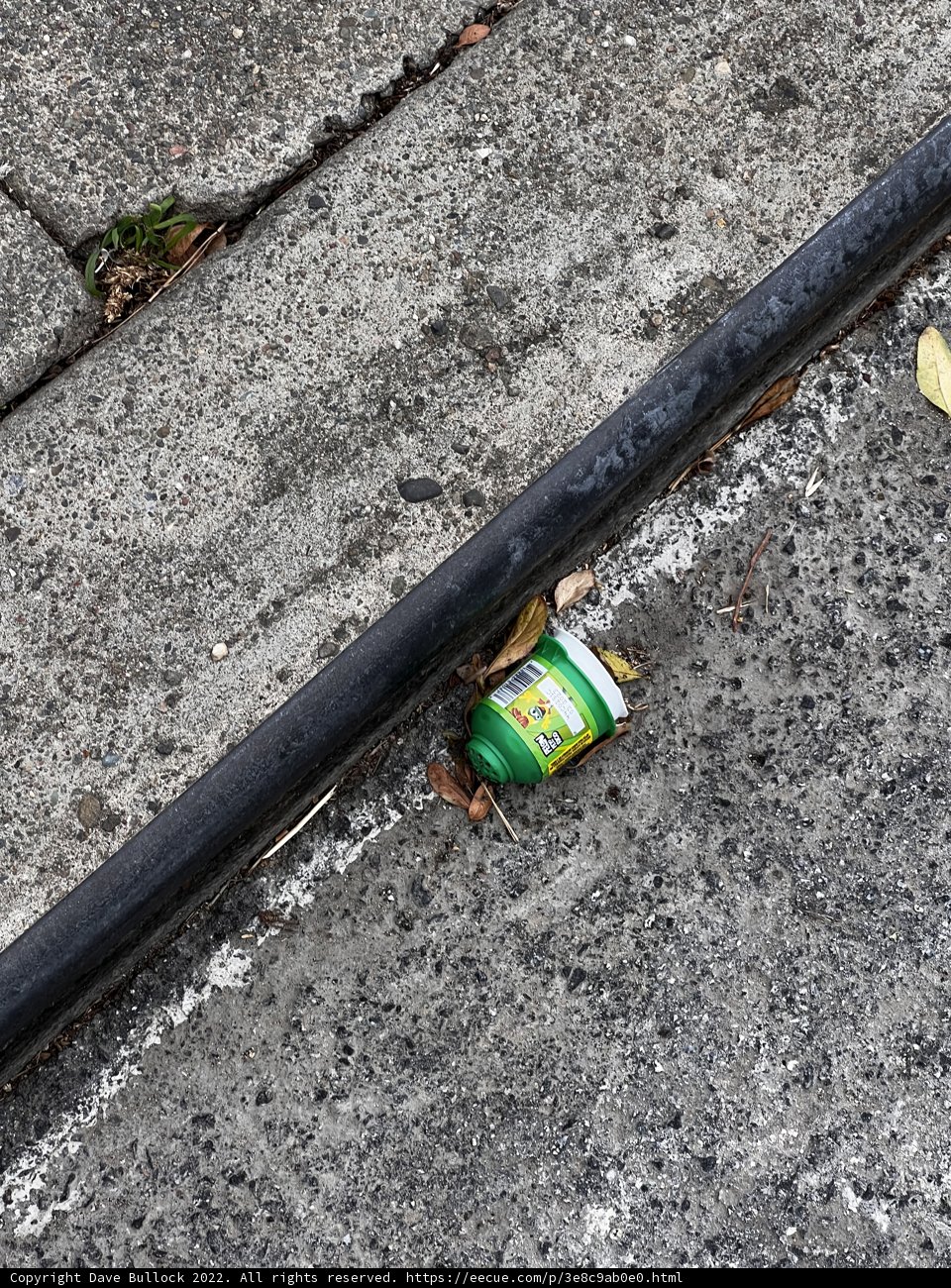 Refreshing Green Drink Abandoned on Sidewalk