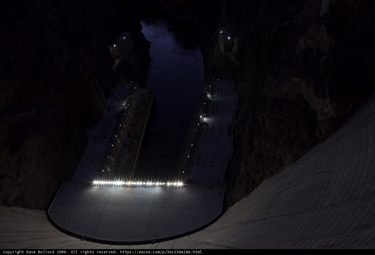 Nighttime Waterfall at Hoover Dam