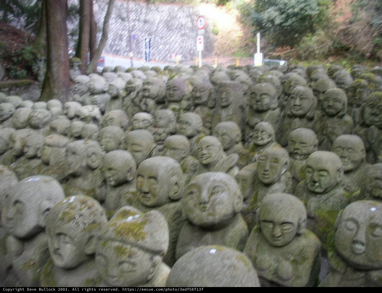 Stone Statues in a Forest
