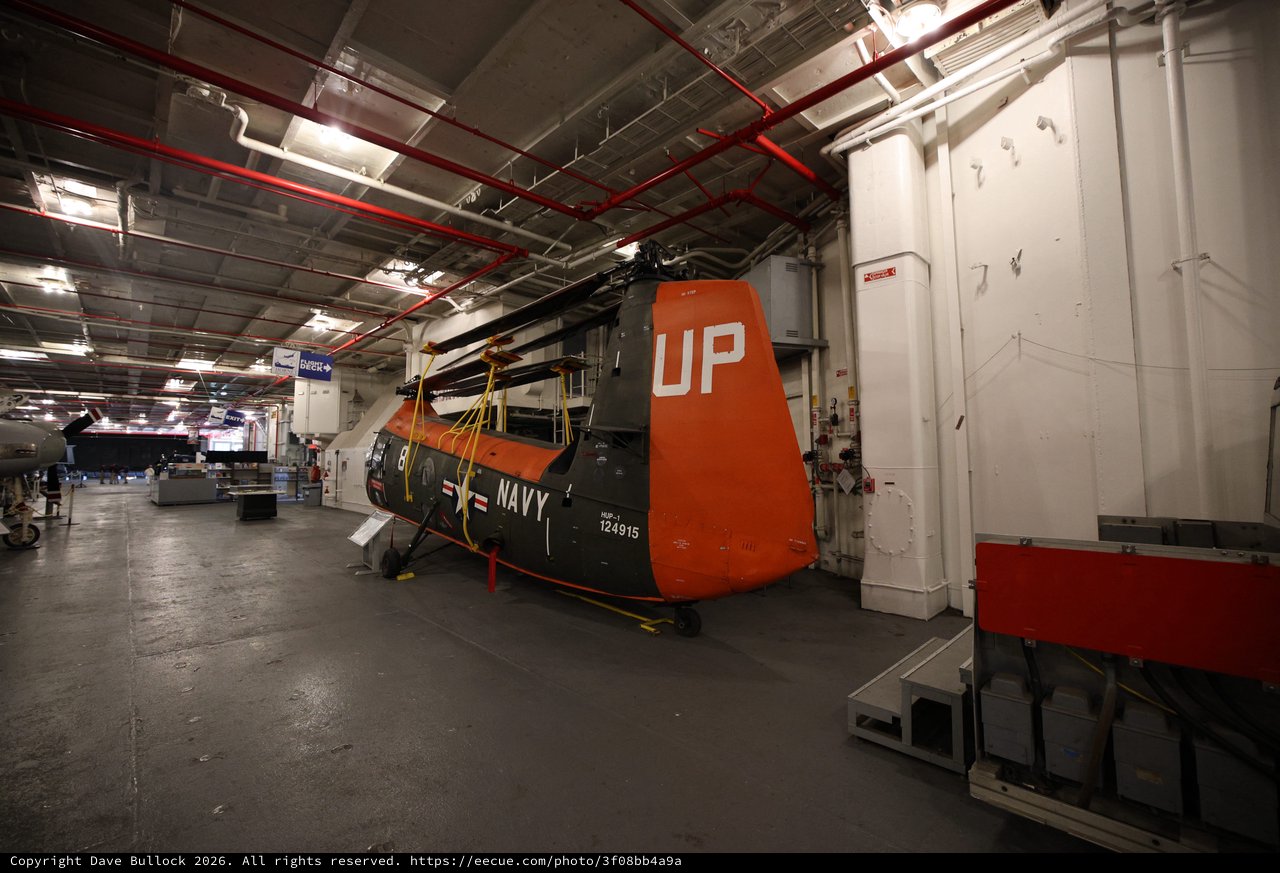 Navy Helicopter Display Inside USS Hornet Museum Hangar