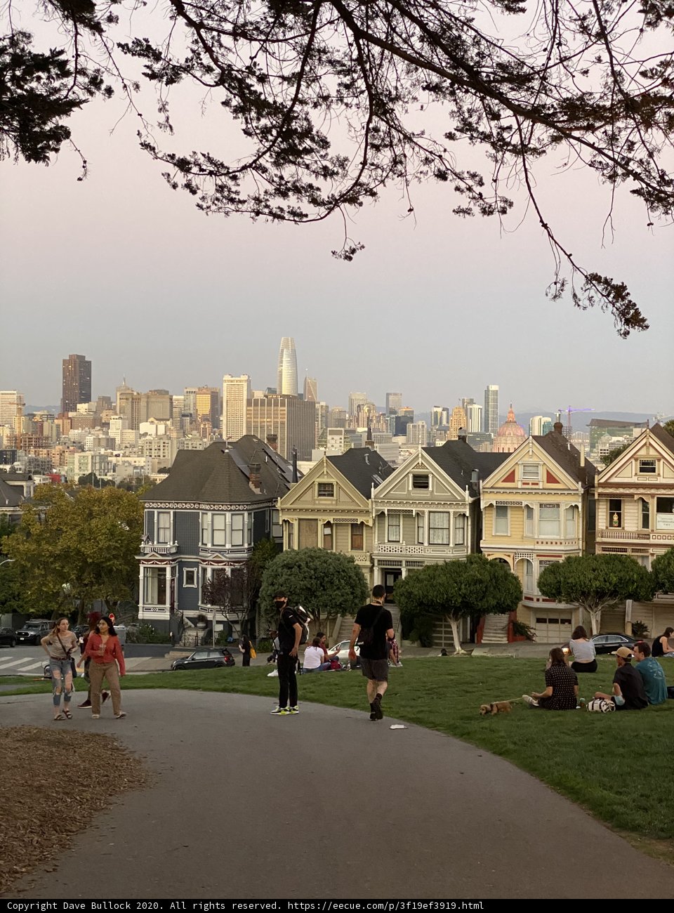 Urban stroll with a cityscape backdrop