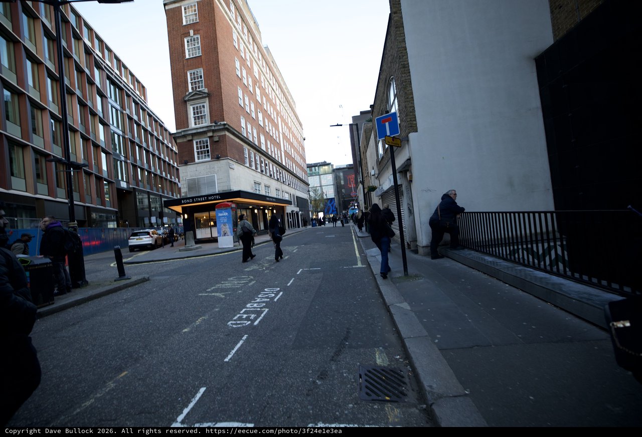 Urban Street Scene on Overcast Evening in London