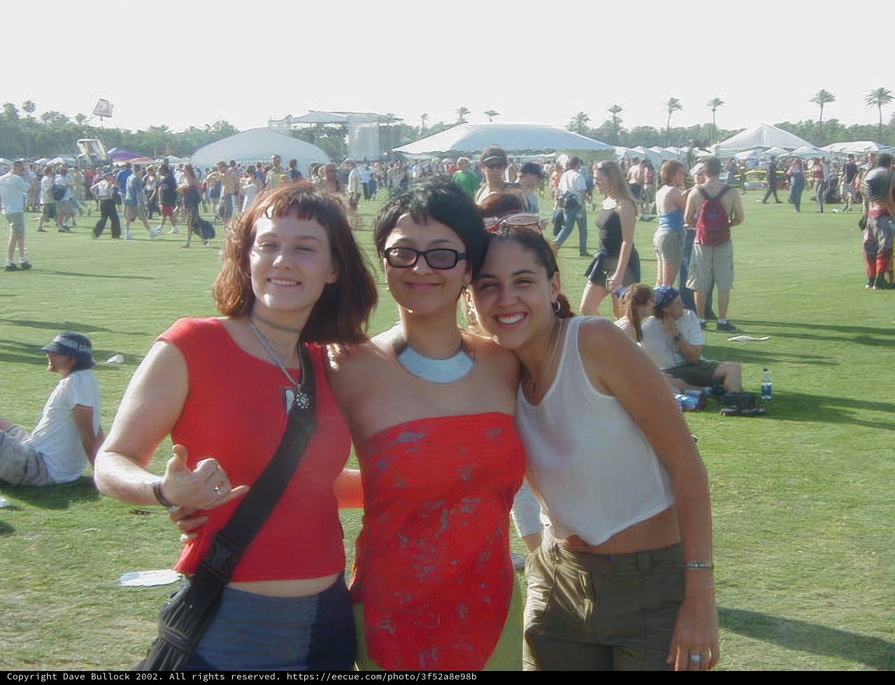 Three Women Posing in a Grass Field