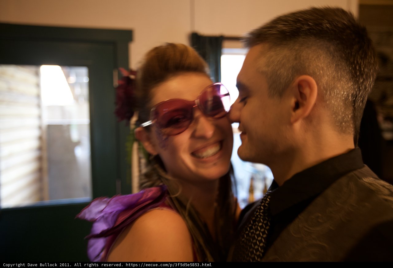 Smiling Groom and Bride with Sunglasses