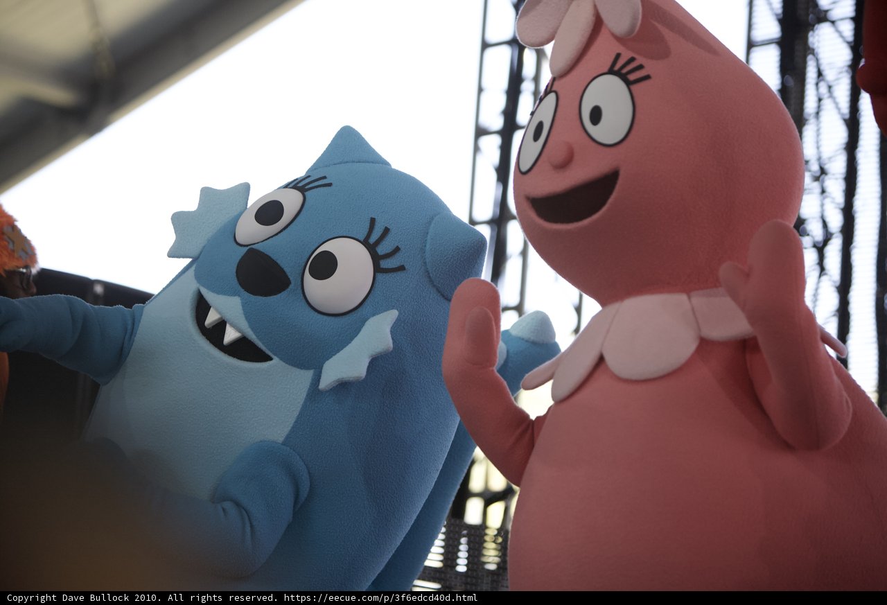 Pink and Blue Cartoon Mascot